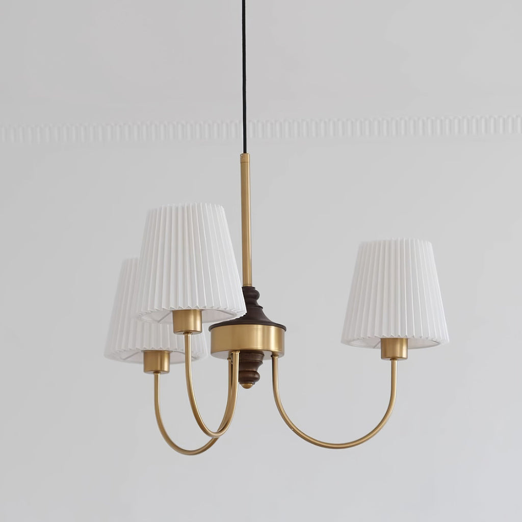 Jeremiah Lustre Abat-jours en Tissu Plissé Laiton Bois - Neutralighting