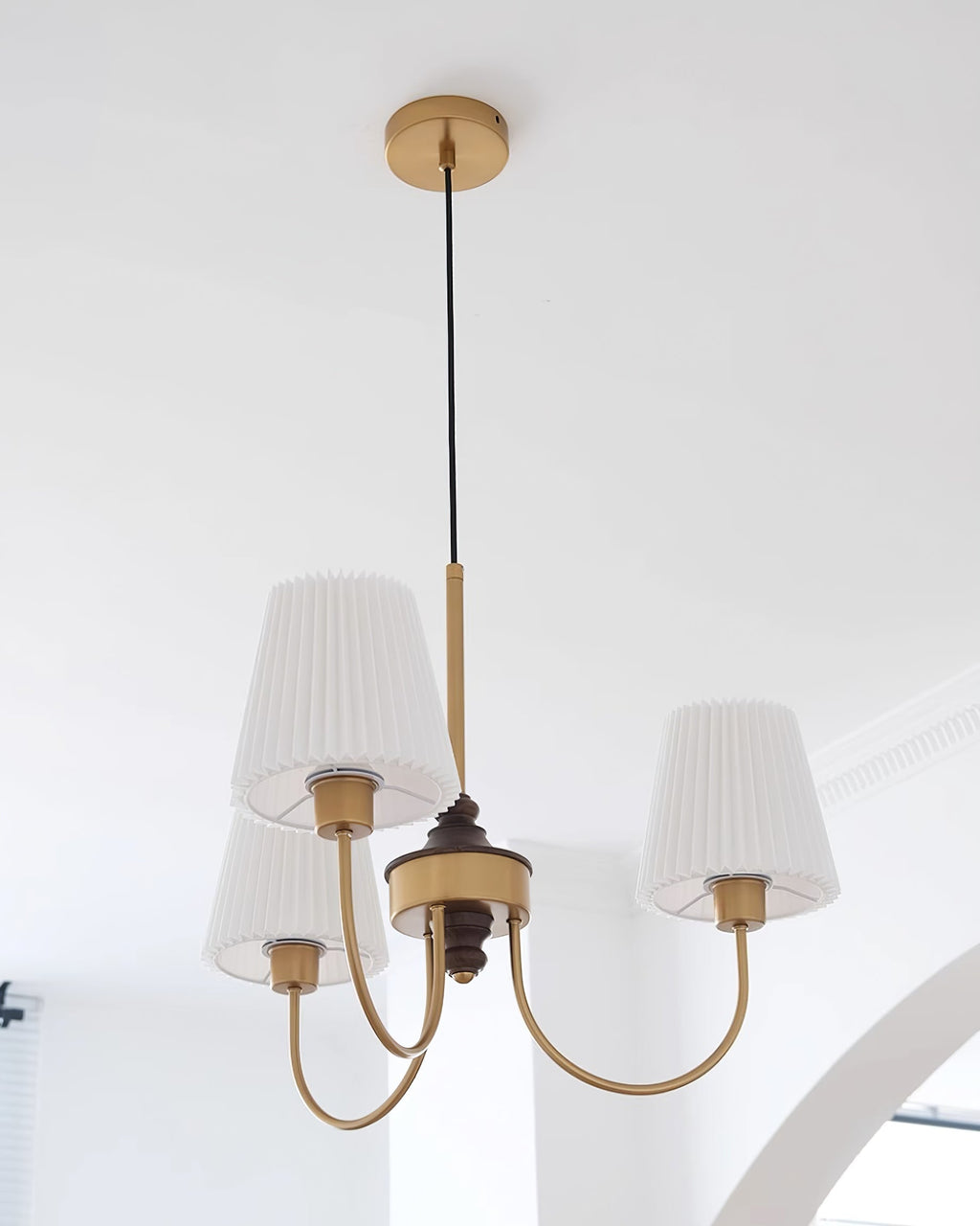 Jeremiah Lustre Abat-jours en Tissu Plissé Laiton Bois - Neutralighting