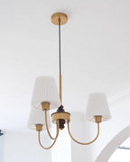 Jeremiah Lustre Abat-jours en Tissu Plissé Laiton Bois - Neutralighting