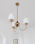Jeremiah Lustre Abat-jours en Tissu Plissé Laiton Bois - Neutralighting