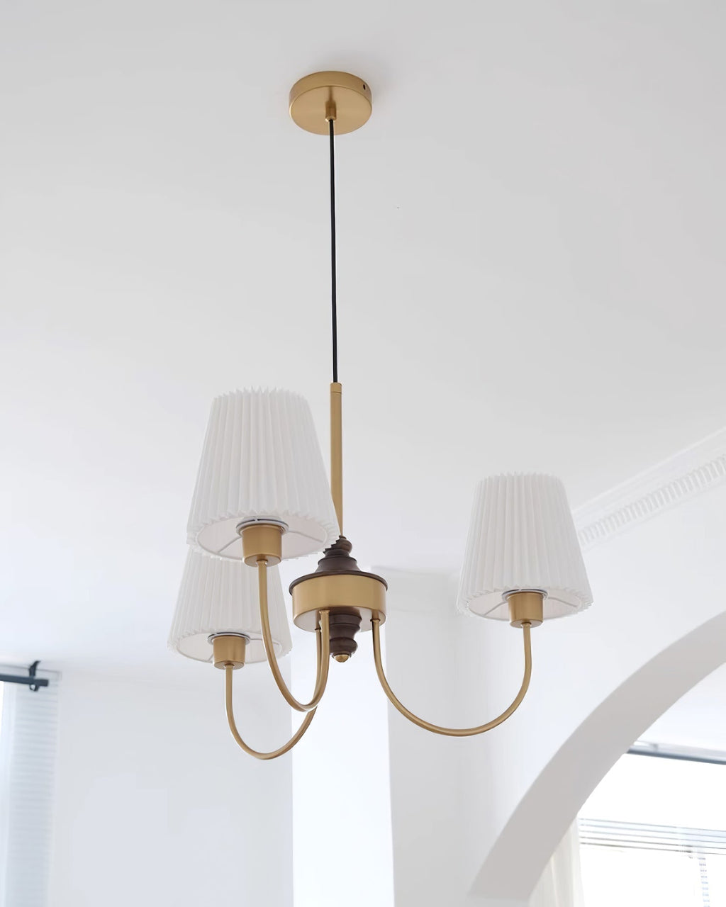 Jeremiah Lustre Abat-jours en Tissu Plissé Laiton Bois - Neutralighting