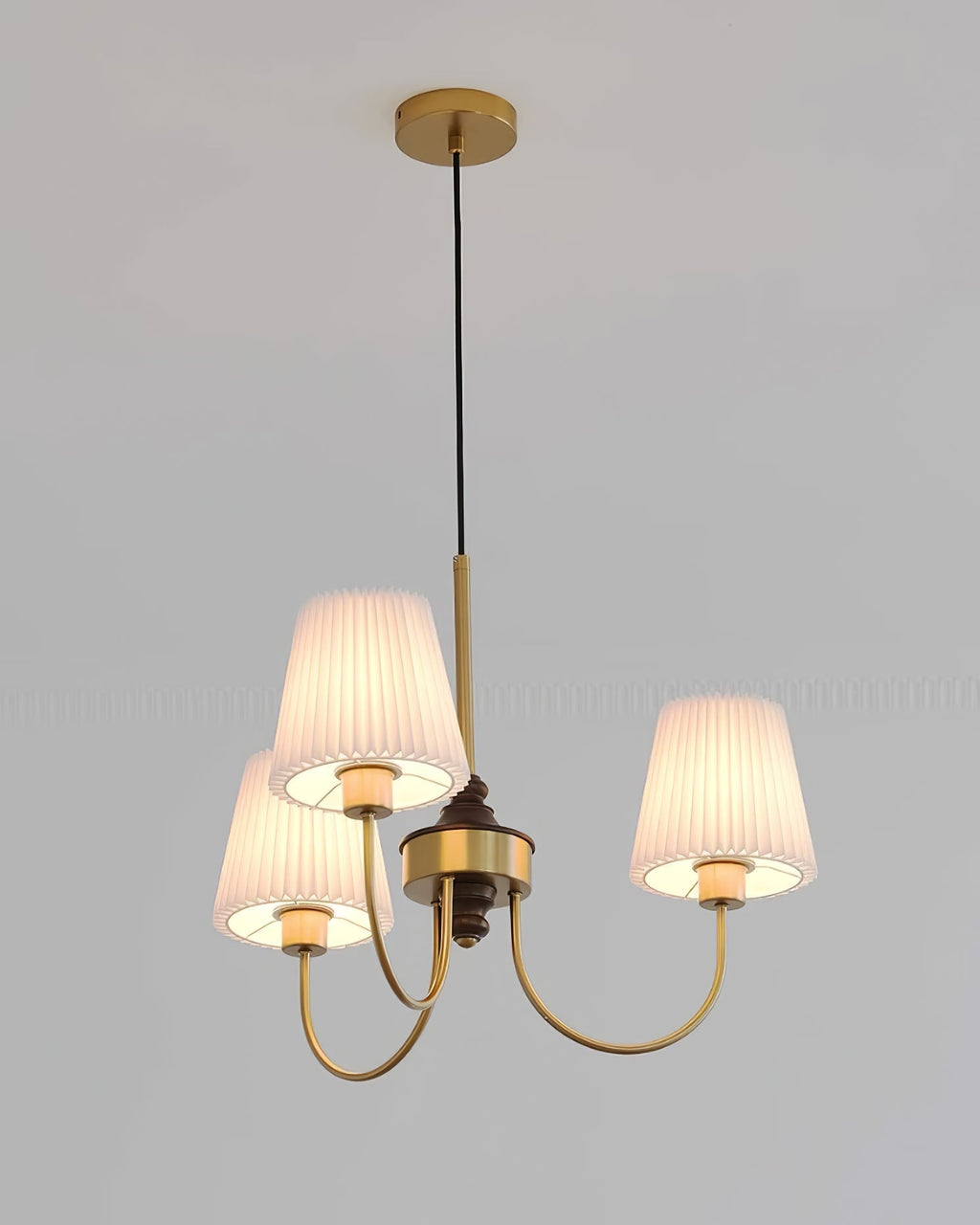 Jeremiah Lustre Abat-jours en Tissu Plissé Laiton Bois - Neutralighting