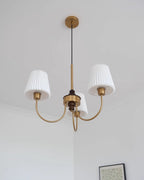 Jeremiah Lustre Abat-jours en Tissu Plissé Laiton Bois - Neutralighting