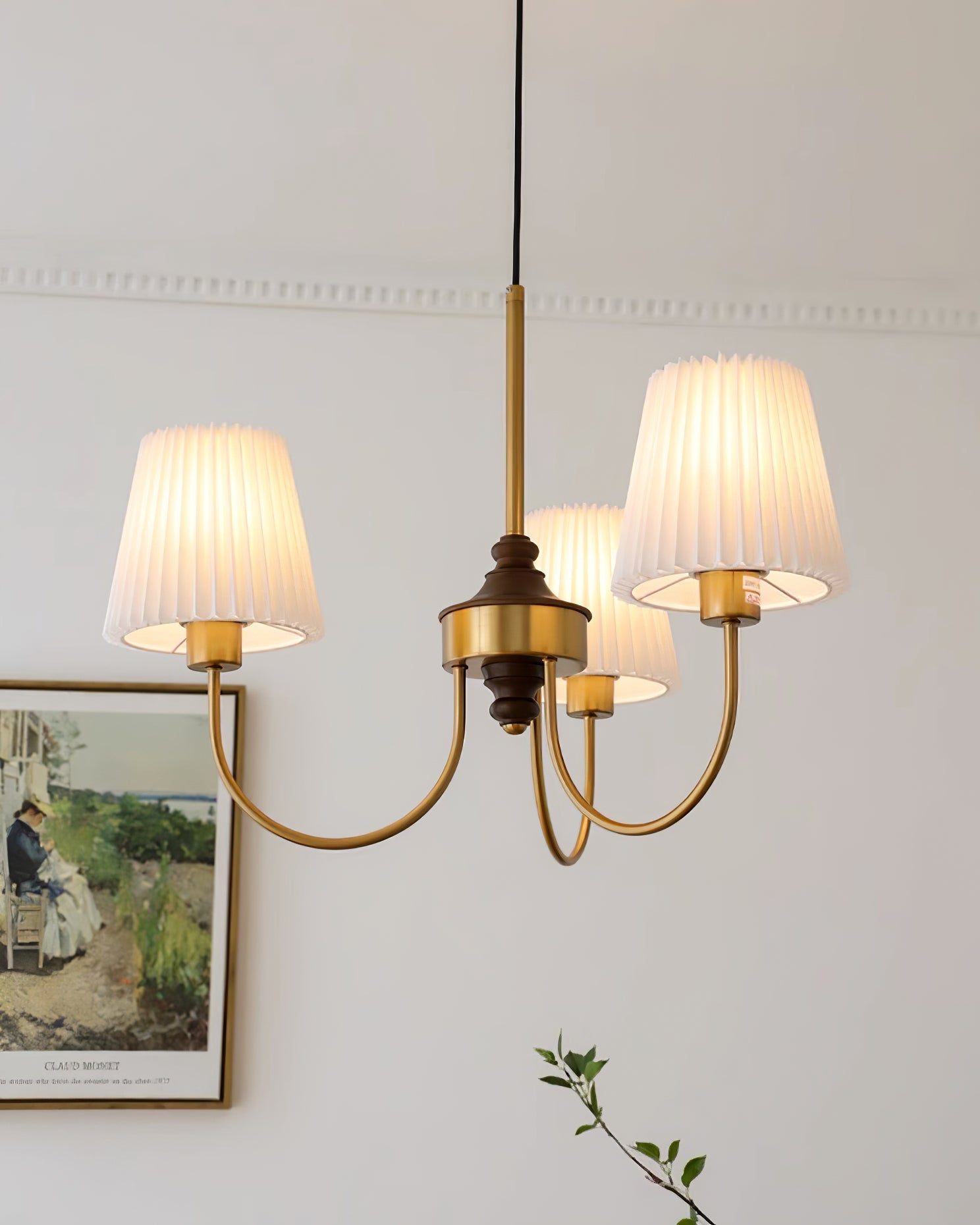 Jeremiah Lustre Abat-jours en Tissu Plissé Laiton Bois - Neutralighting