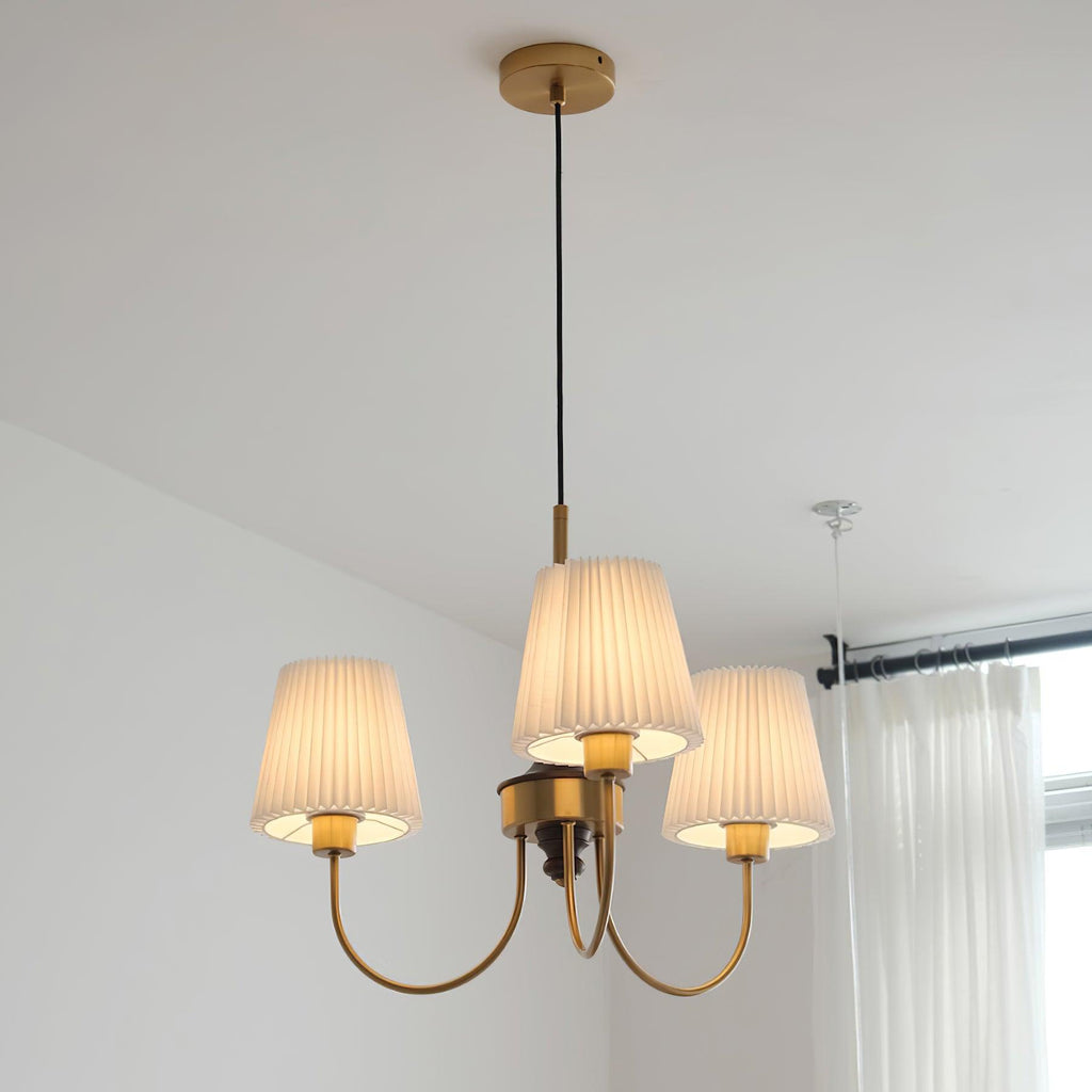Jeremiah Lustre Abat-jours en Tissu Plissé Laiton Bois - Neutralighting