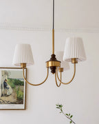 Jeremiah Lustre Abat-jours en Tissu Plissé Laiton Bois - Neutralighting