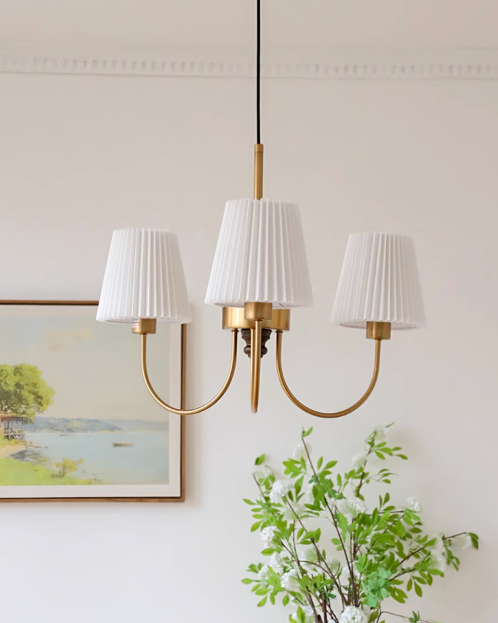 Jeremiah Lustra Lustre Laiton Blanc Plissé Élégant - Neutralighting