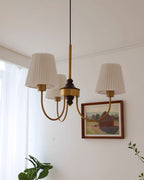 Jeremiah Lustre Abat-jours en Tissu Plissé Laiton Bois - Neutralighting
