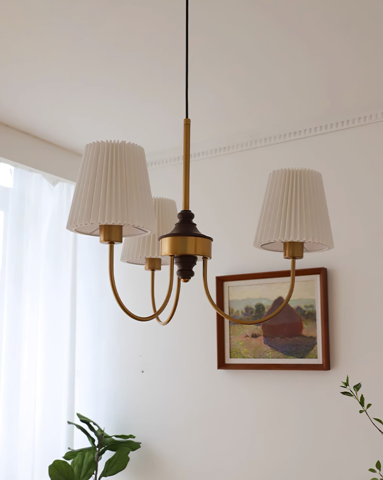 Jeremiah Lustre Abat-jours en Tissu Plissé Laiton Bois - Neutralighting
