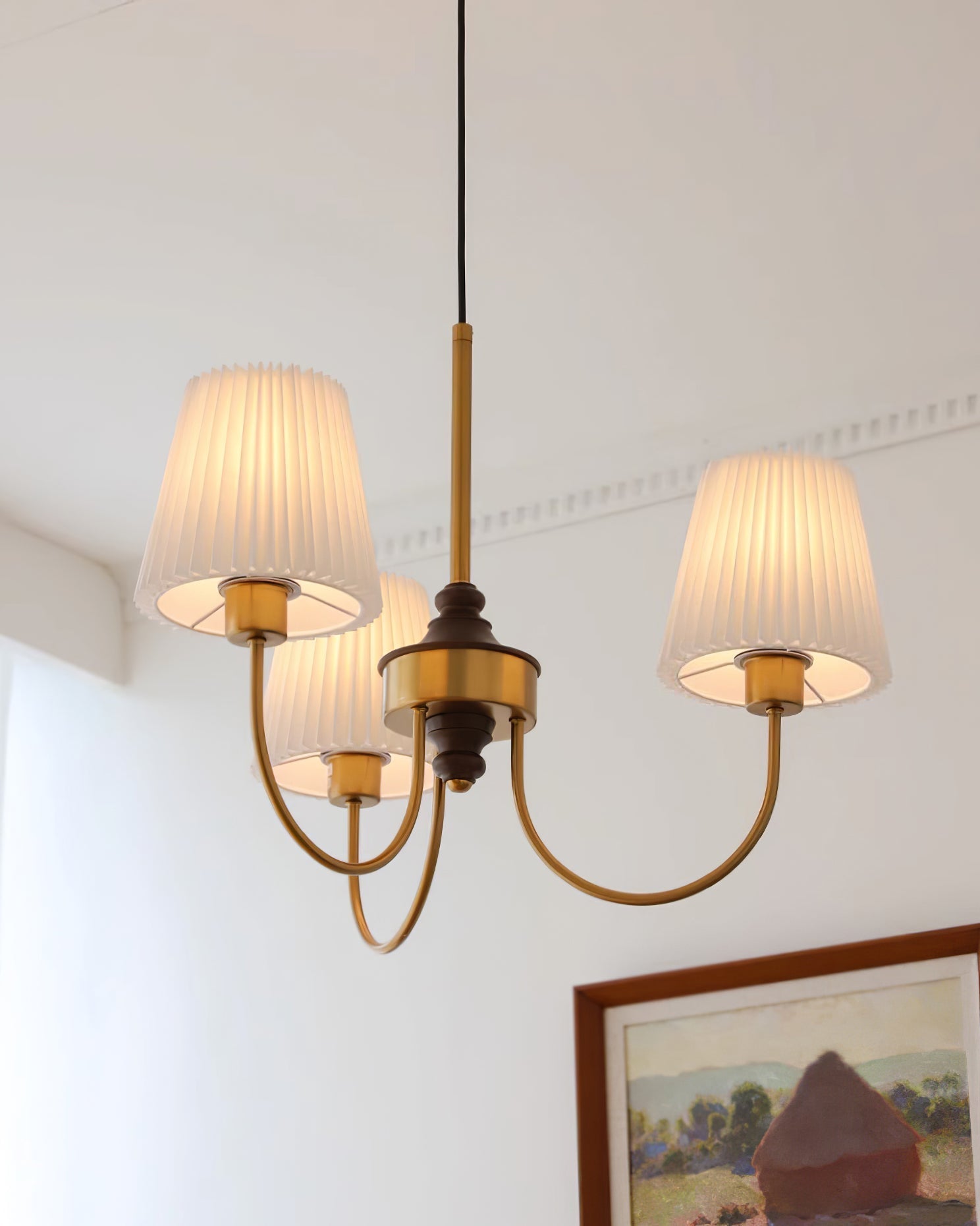 Jeremiah Lustra Lustre Laiton Blanc Plissé Élégant - Neutralighting