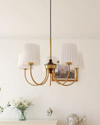 Jeremiah Lustre Abat-jours en Tissu Plissé Laiton Bois - Neutralighting