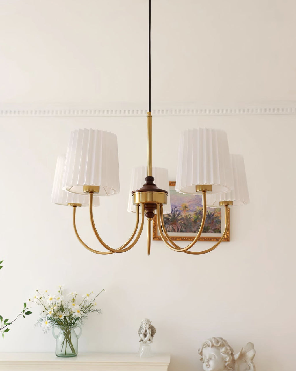 Jeremiah Lustra Lustre Laiton Blanc Plissé Élégant - Neutralighting