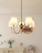 Jeremiah Lustre Abat-jours en Tissu Plissé Laiton Bois - Neutralighting
