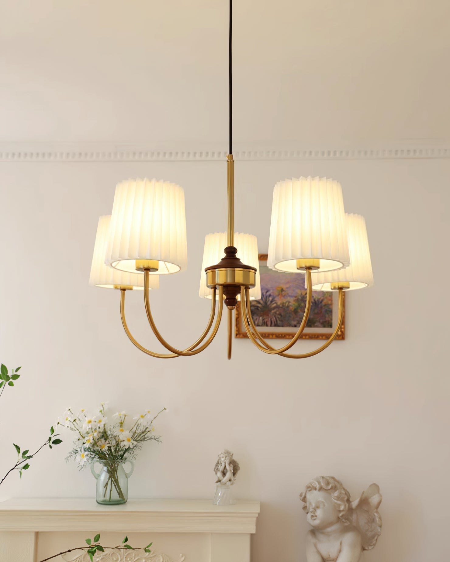 Jeremiah Lustra Lustre Laiton Blanc Plissé Élégant - Neutralighting
