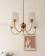 Jeremiah Lustre Abat-jours en Tissu Plissé Laiton Bois - Neutralighting