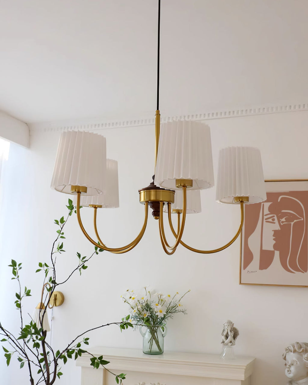Jeremiah Lustre Abat-jours en Tissu Plissé Laiton Bois - Neutralighting