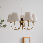 Jeremiah Lustre Abat-jours en Tissu Plissé Laiton Bois - Neutralighting