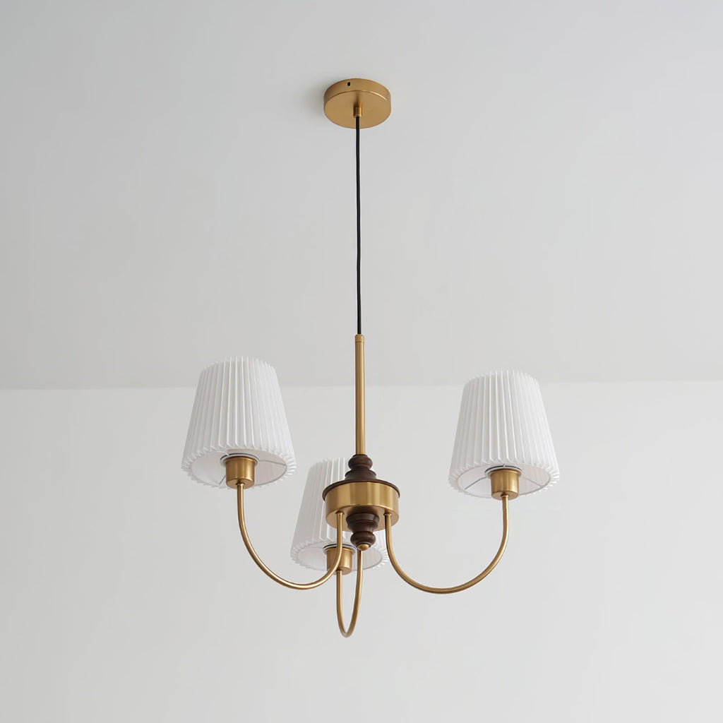 Jeremiah Lustre Abat-jours en Tissu Plissé Laiton Bois - Neutralighting