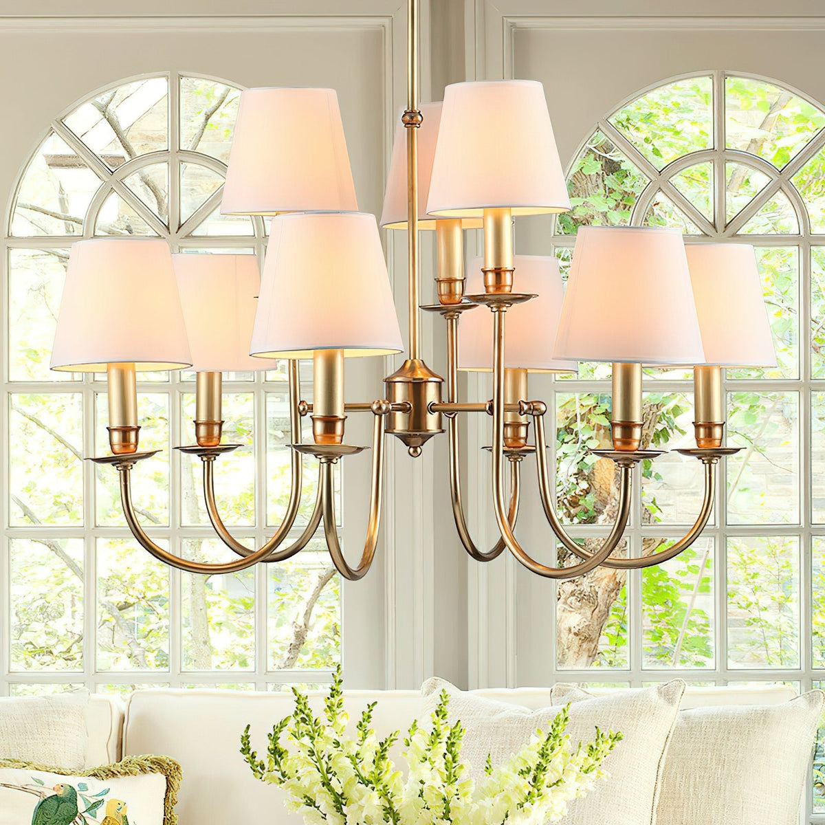 Vilorira Lustre Tissu Laiton Vintage - Neutralighting