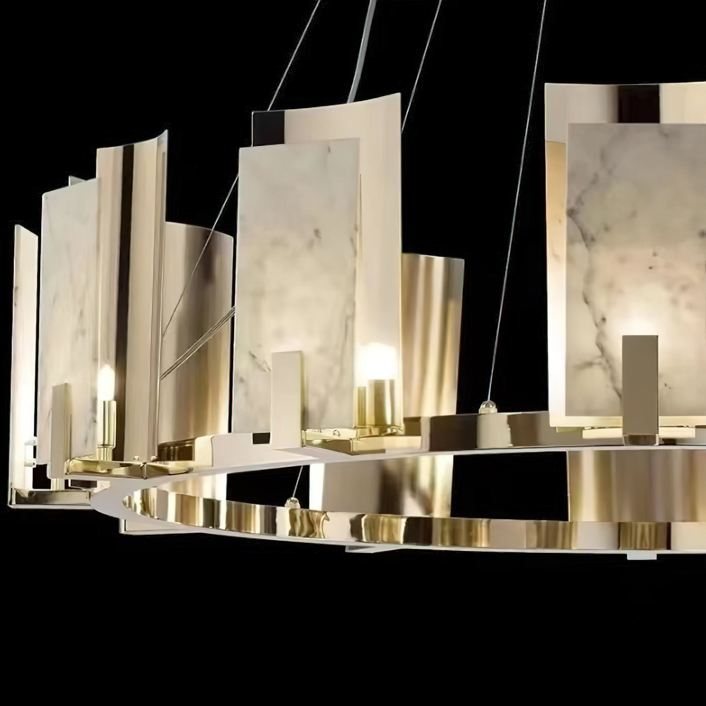 Nyraeila Lustre Métal Albâtre Rond Luxe Postmoderne - Neutralighting