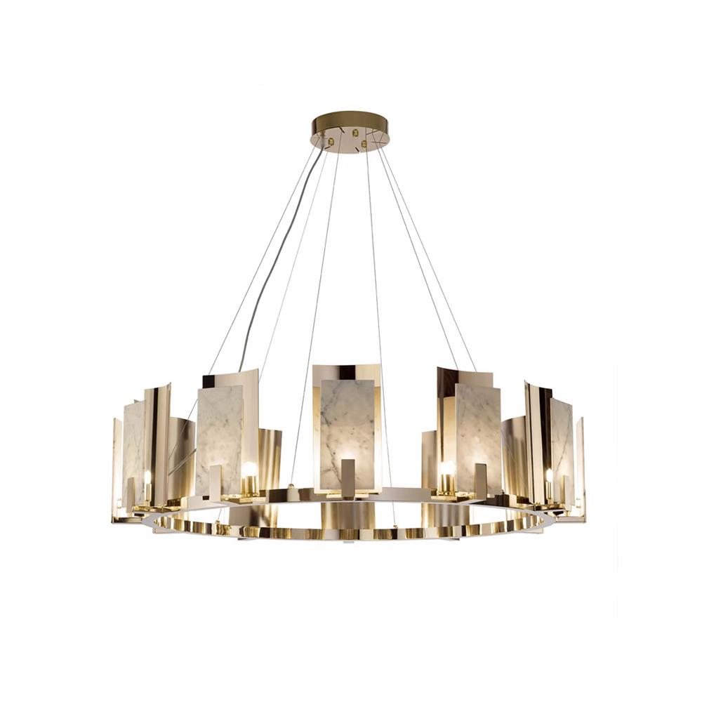 Nyraeila Lustre Métal Albâtre Rond Luxe Postmoderne - Neutralighting
