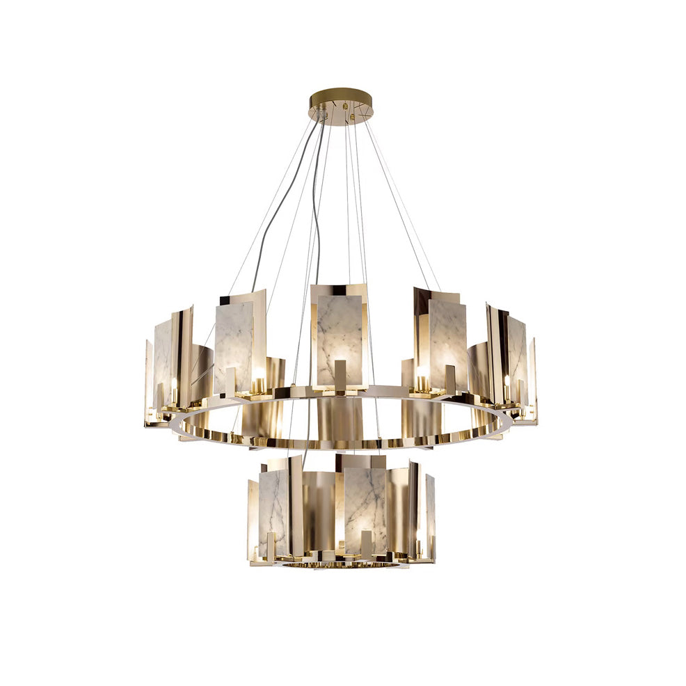 Nyraeila Lustre Métal Albâtre Rond Luxe Postmoderne - Neutralighting