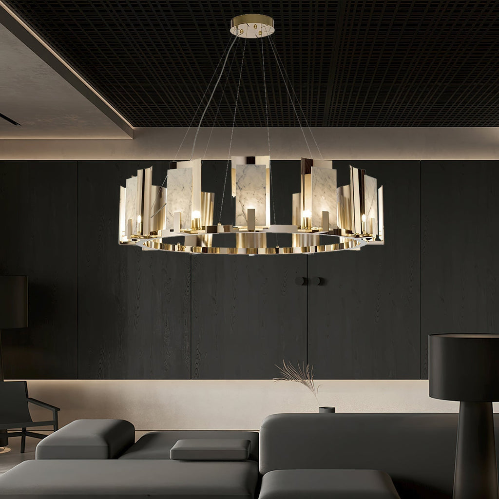 Nyraeila Lustre Métal Albâtre Rond Luxe Postmoderne - Neutralighting
