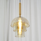 Solara Suspension en Verre Cognac Dôme Laiton Mid-Century - Neutralighting