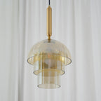 Solara Suspension en Verre Cognac Dôme Laiton Mid-Century - Neutralighting