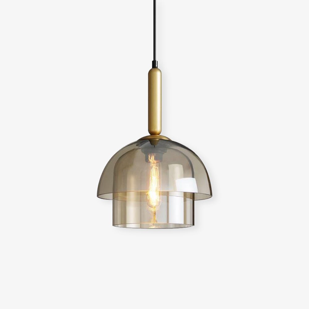 Solara Suspension en Verre Cognac Dôme Laiton Mid-Century - Neutralighting