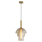 Solara Suspension en Verre Cognac Dôme Laiton Mid-Century - Neutralighting