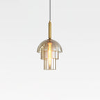 Solara Suspension en Verre Cognac Dôme Laiton Mid-Century - Neutralighting