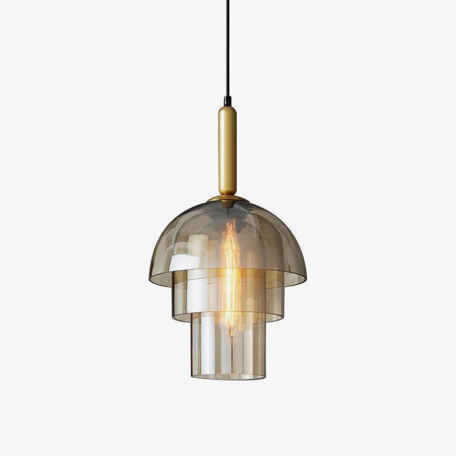Solara Suspension en Verre Cognac Dôme Laiton Mid-Century - Neutralighting