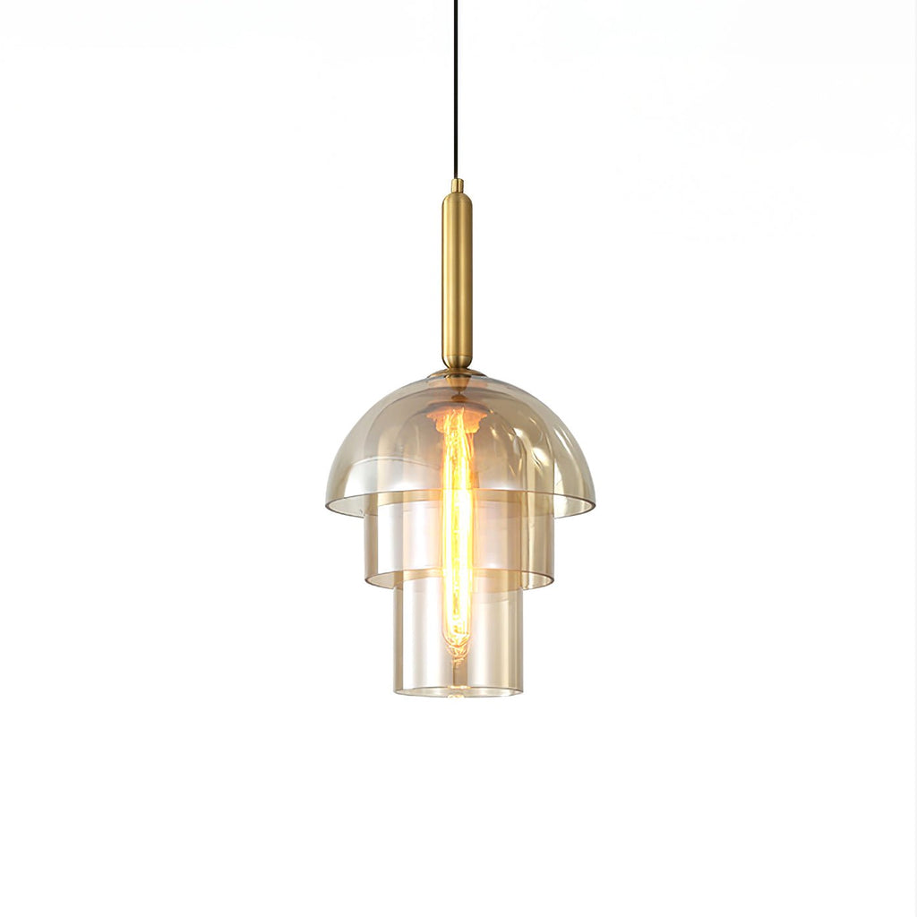 Solara Suspension en Verre Cognac Dôme Laiton Mid-Century - Neutralighting