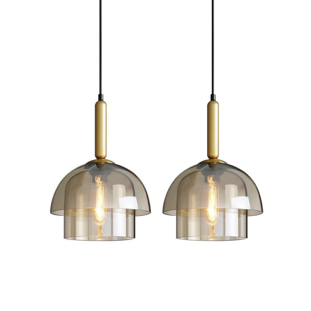 Solara Suspension en Verre Cognac Dôme Laiton Mid-Century - Neutralighting
