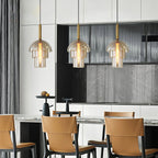 Solara Suspension en Verre Cognac Dôme Laiton Mid-Century - Neutralighting