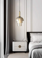 Solara Suspension en Verre Cognac Dôme Laiton Mid-Century - Neutralighting