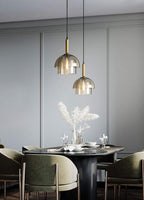 Solara Suspension en Verre Cognac Dôme Laiton Mid-Century - Neutralighting