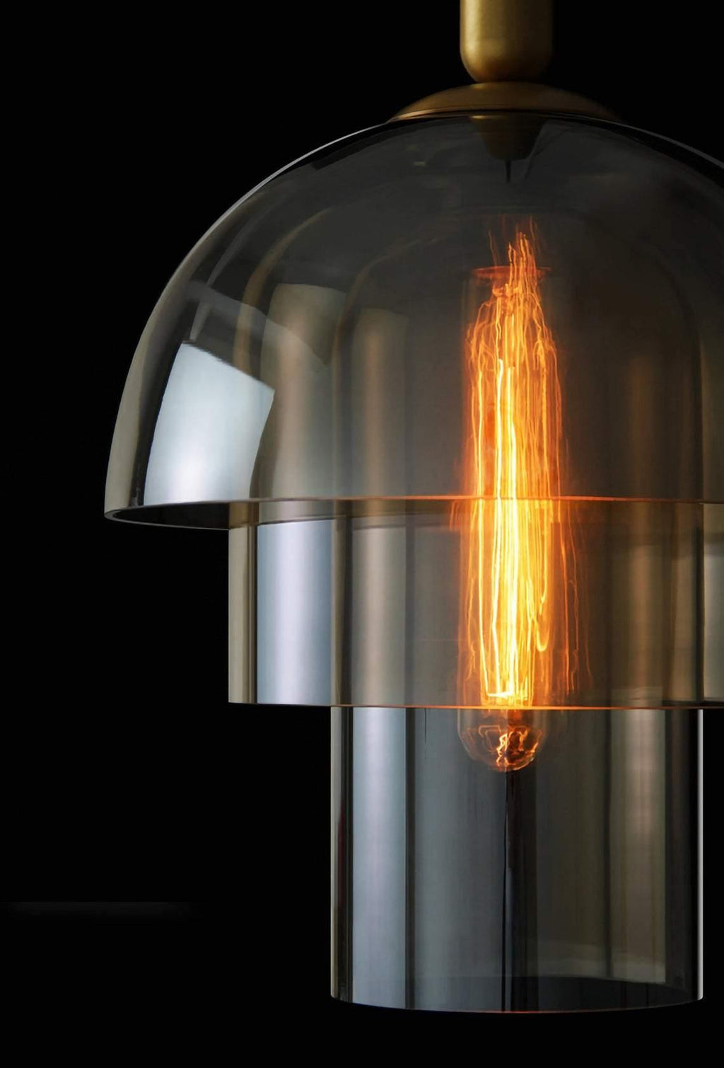 Solara Suspension en Verre Cognac Dôme Laiton Mid-Century - Neutralighting