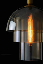 Solara Suspension en Verre Cognac Dôme Laiton Mid-Century - Neutralighting