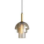 Solara Suspension en Verre Cognac Dôme Laiton Mid-Century - Neutralighting