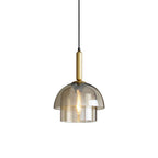 Solara Suspension en Verre Cognac Dôme Laiton Mid-Century - Neutralighting