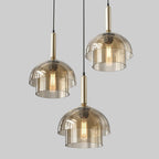 Solara Suspension en Verre Cognac Dôme Laiton Mid-Century - Neutralighting