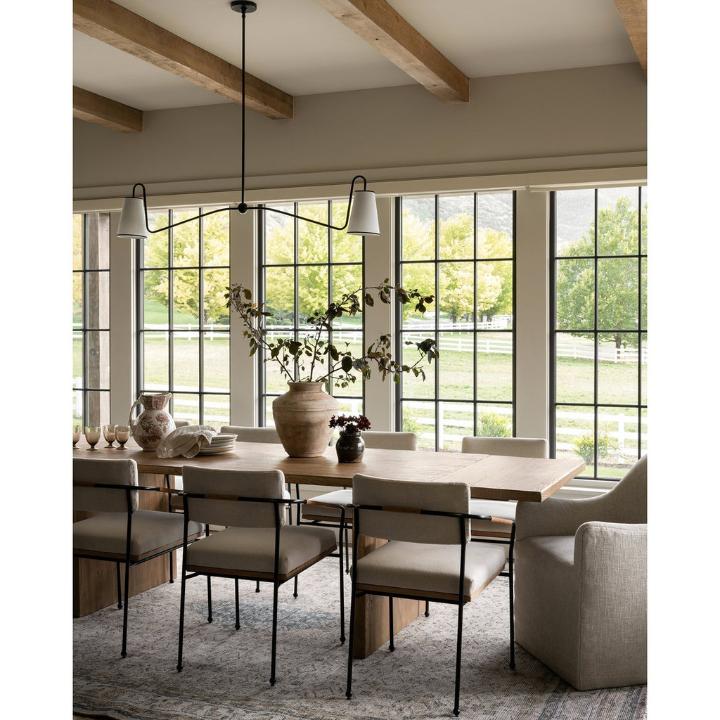 Ormirarae Vintage Industrial Linear Brass Fabric Pendant Lamp - Neutralighting