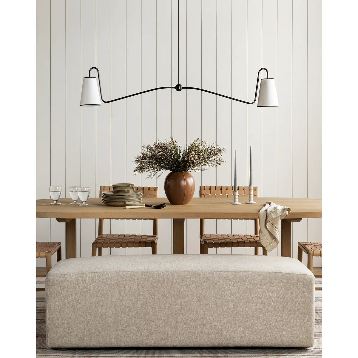 Ormirarae Vintage Industrial Linear Brass Fabric Pendant Lamp - Neutralighting