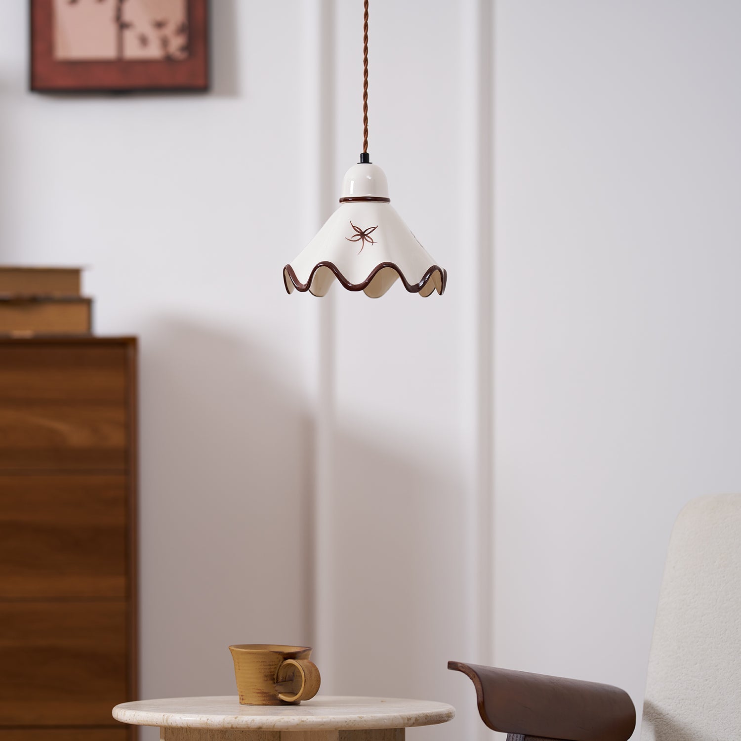 Kora Lampe Pendante Abat-jour Céramique Ondulé - Neutralighting