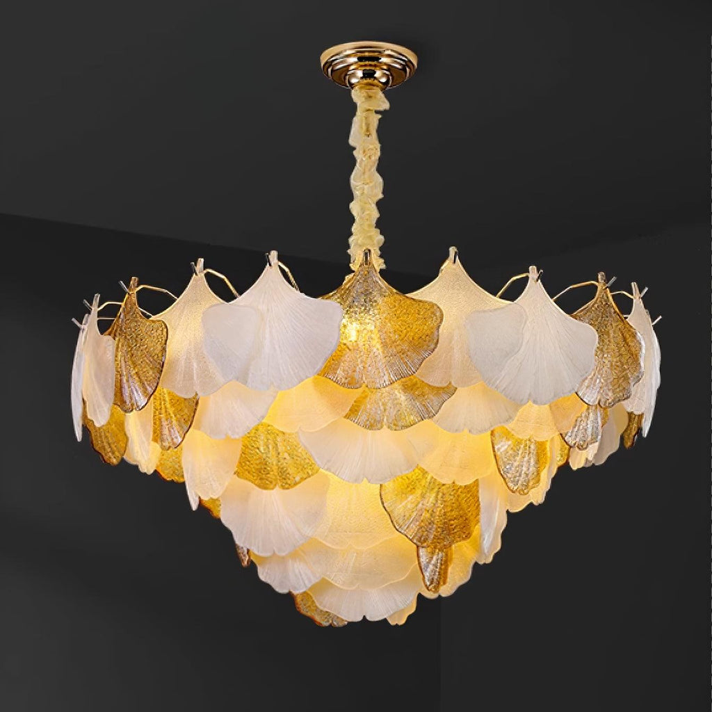 Fionel Lustre Feuilles en Verre Ambre et Blanc - Neutralighting