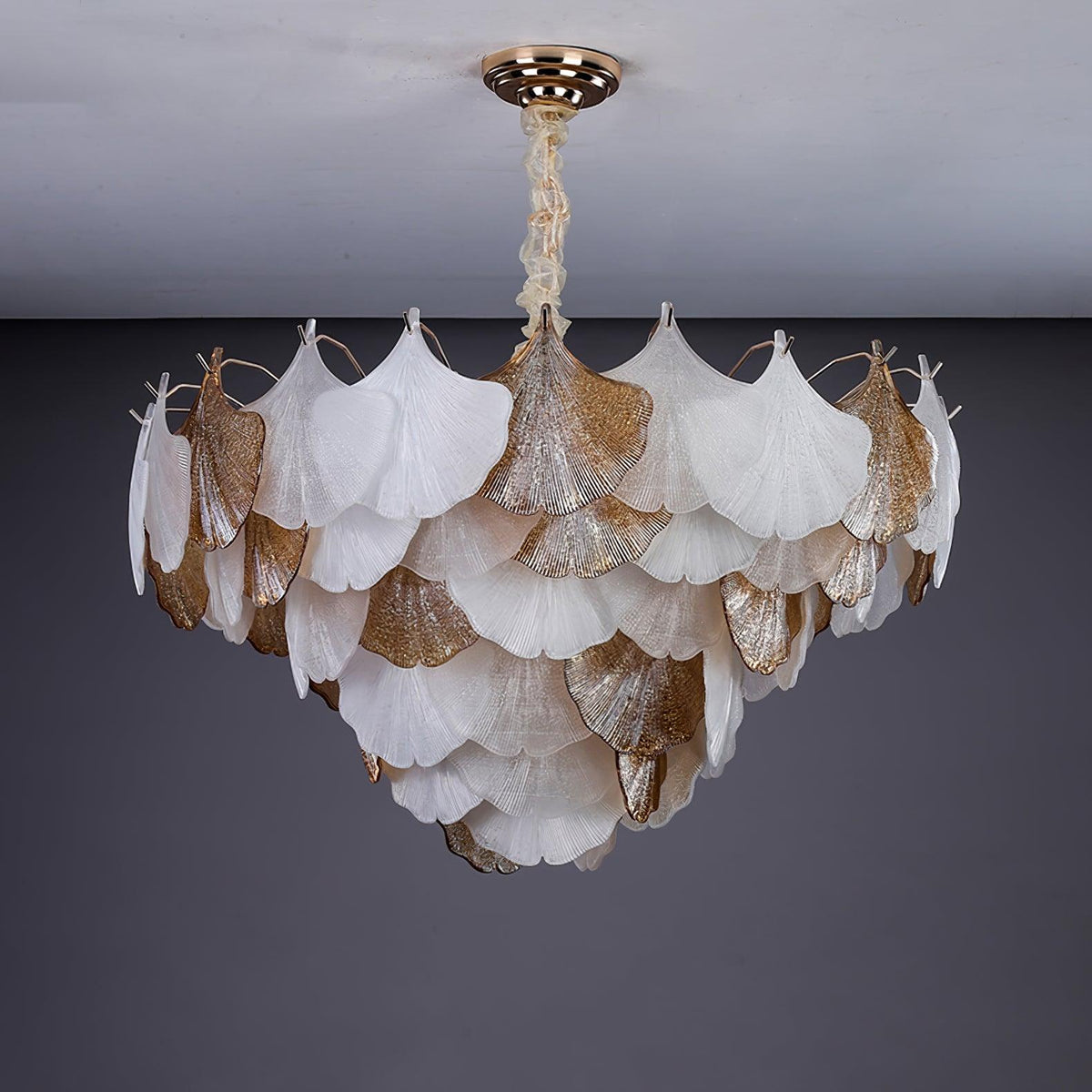 Fionel Lustre Feuilles en Verre Ambre et Blanc - Neutralighting