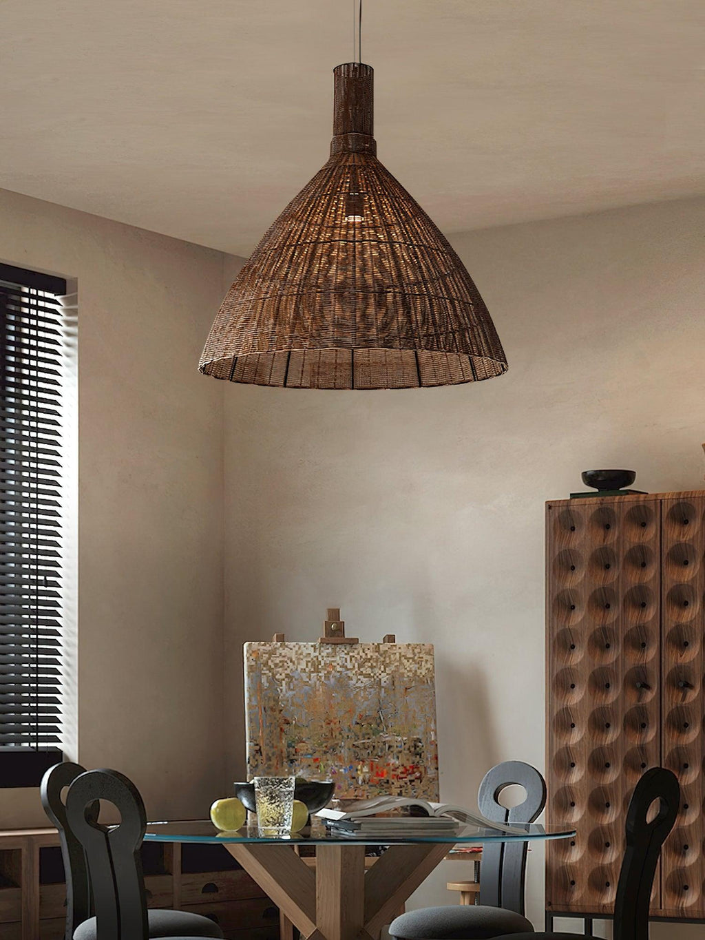 Nytheos Lampe Suspension en Rotin Naturel Artistique - Neutralighting
