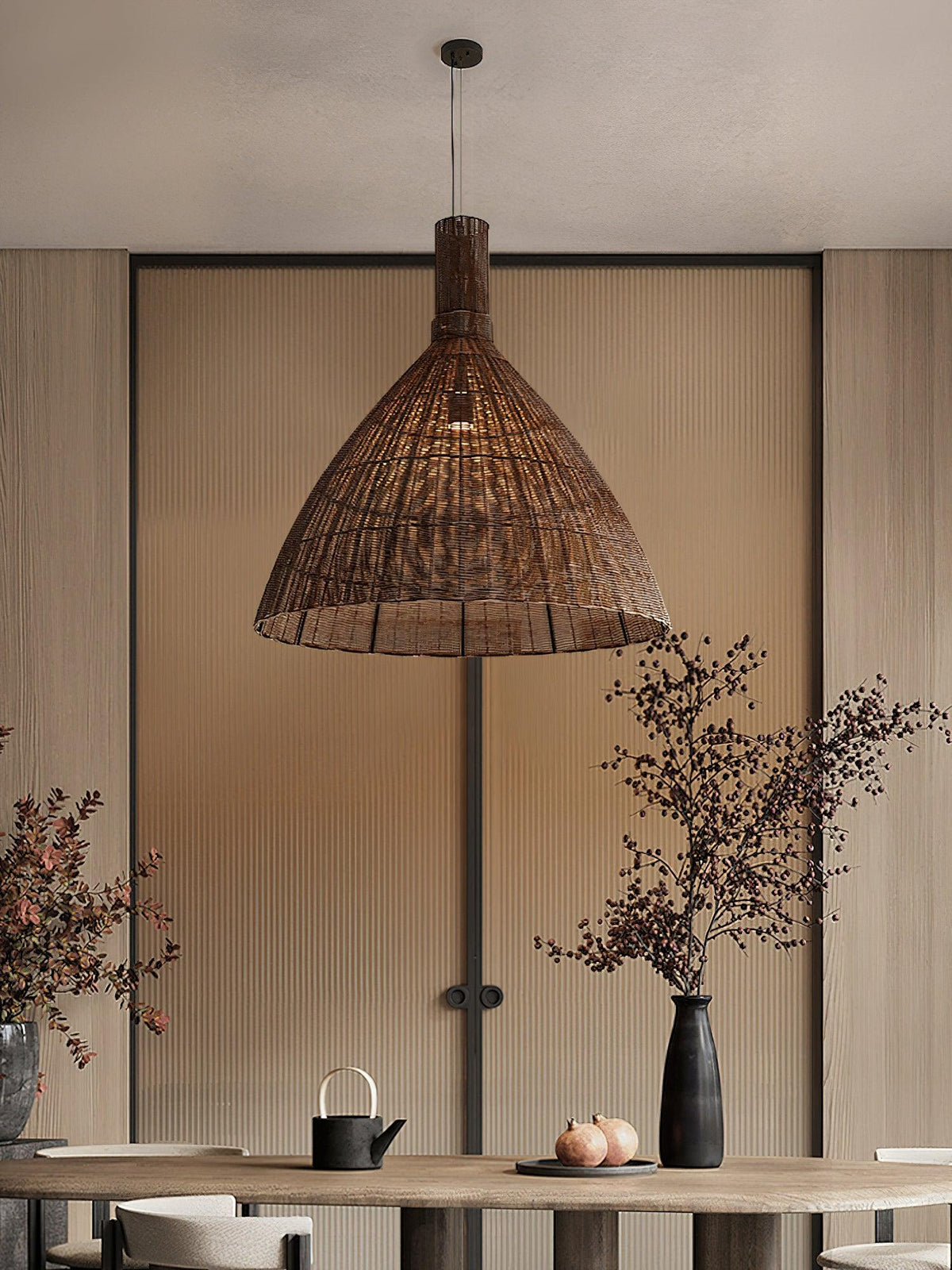 Nytheos Lampe Suspension en Rotin Naturel Artistique - Neutralighting